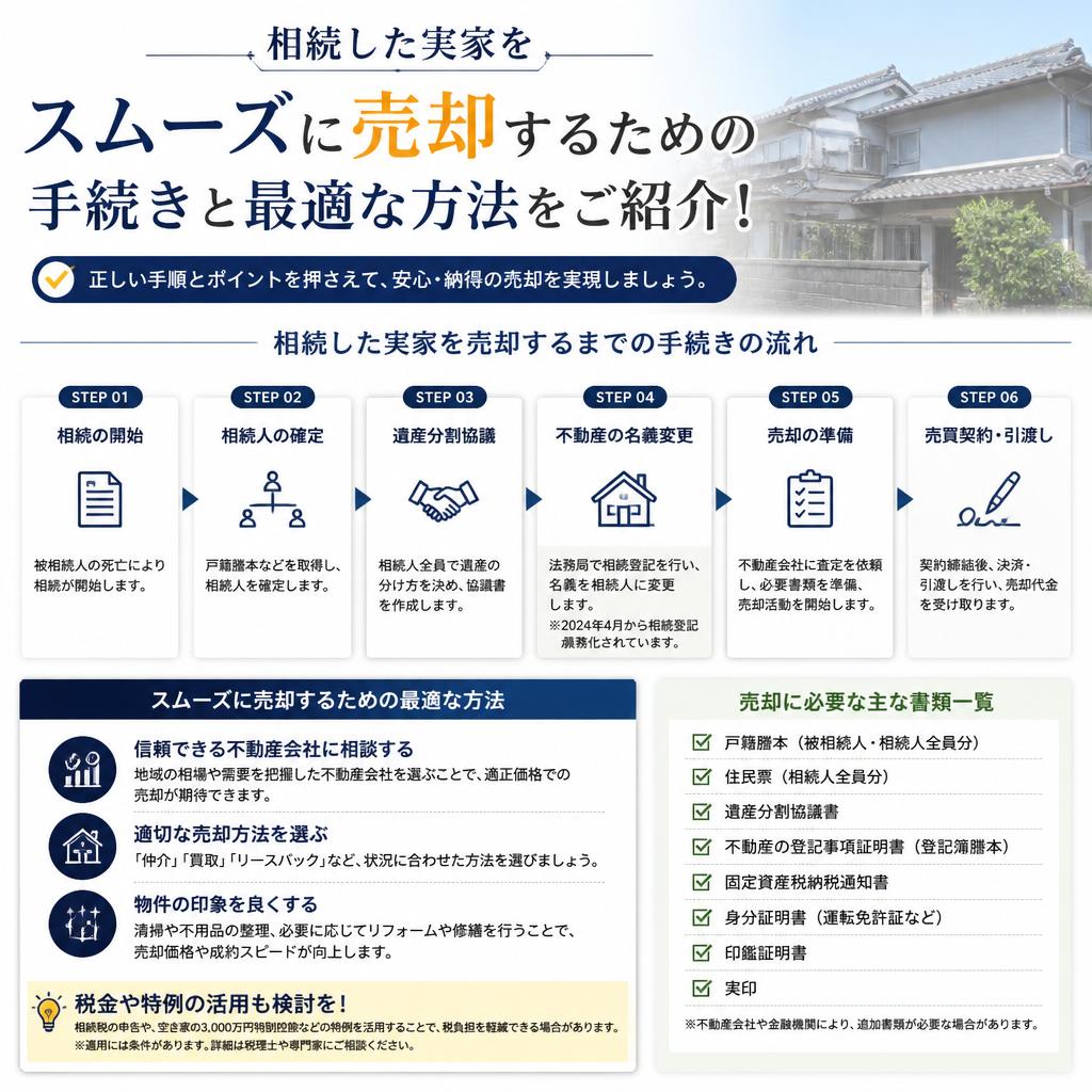相続した実家をスムーズに売却するための手続きと最適な方法をご紹介！