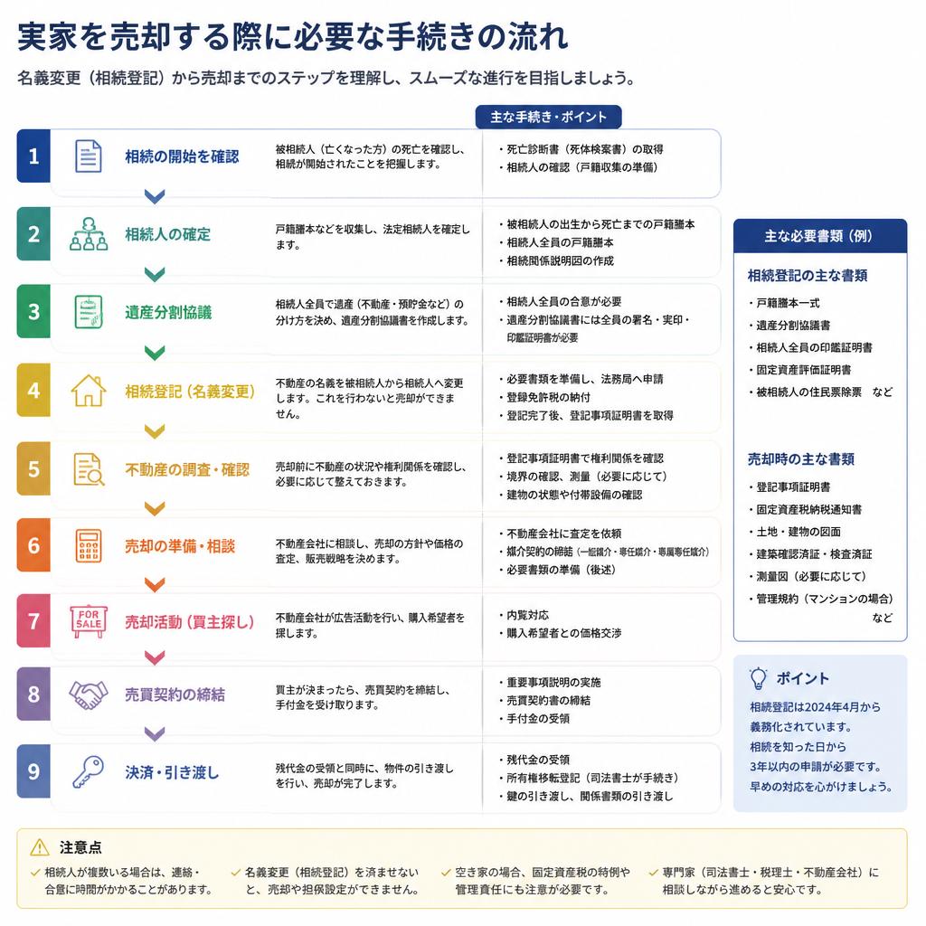 相続不動産売却の手続きの流れ