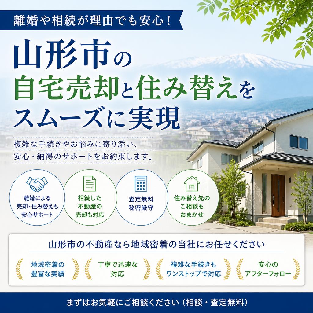 離婚や相続が理由でも安心！山形市の自宅売却と住み替えをスムーズに実現