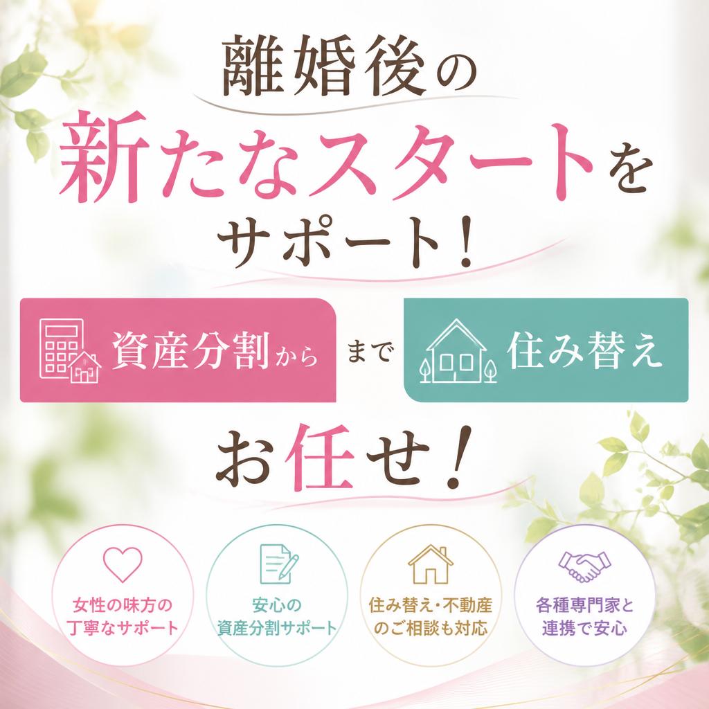 離婚後の新たなスタートをサポート！資産分割から住み替えまでお任せ！