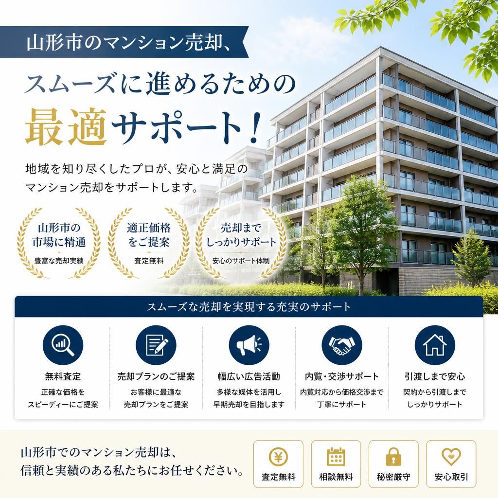 山形市のマンション売却、スムーズに進めるための最適サポート！