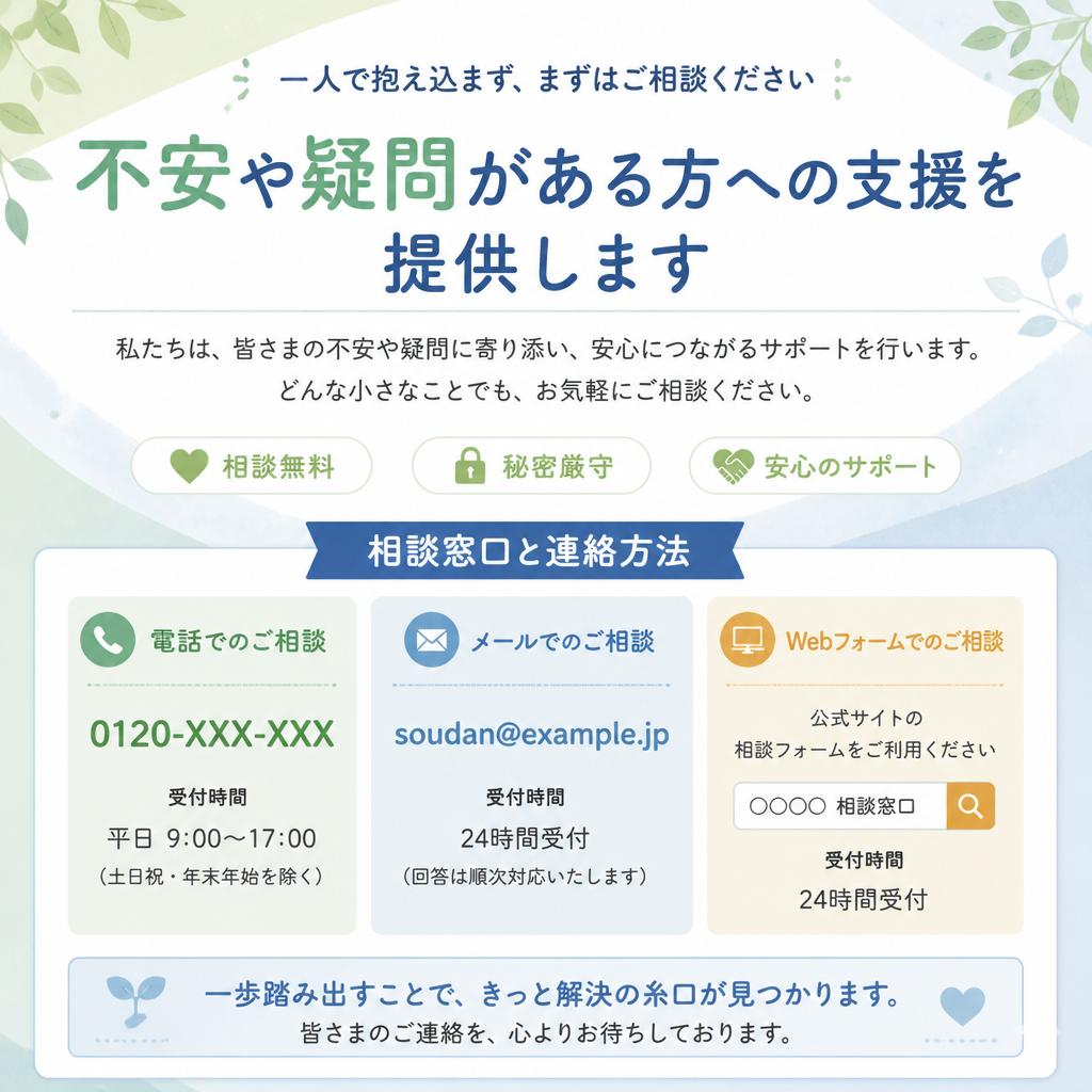 おわりに：不安を解消するための相談窓口