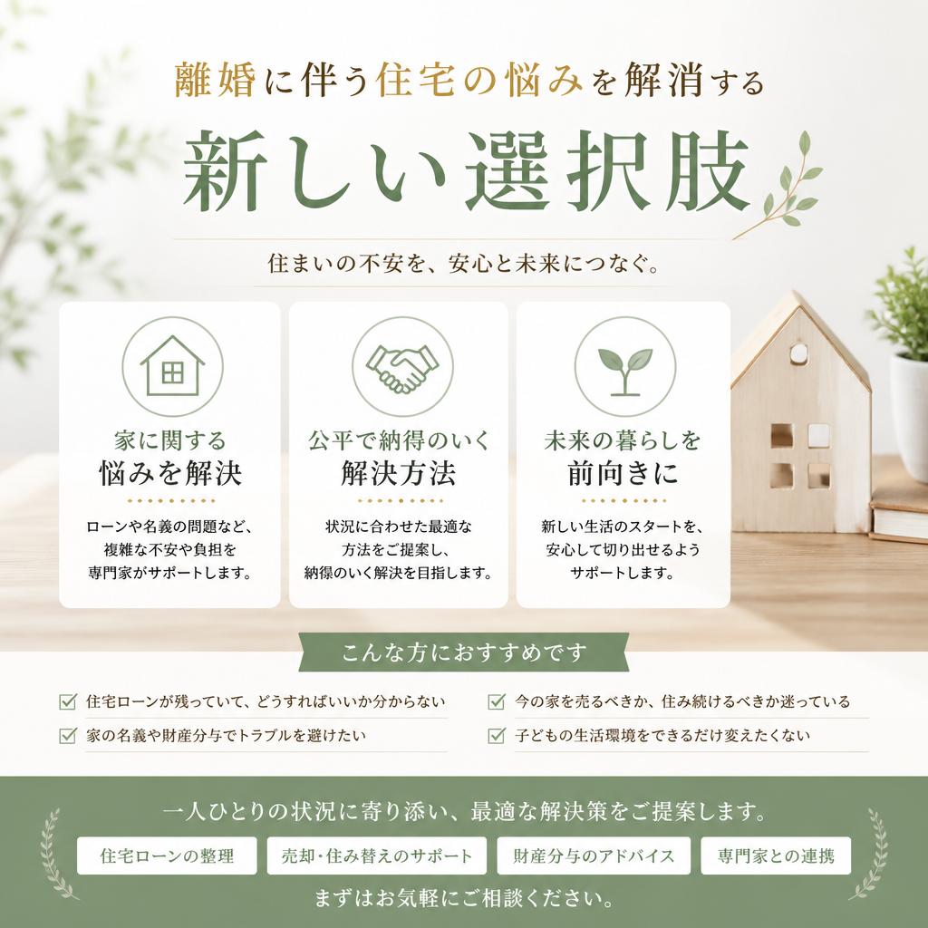 離婚に伴う住宅の悩みを解消する新しい選択肢