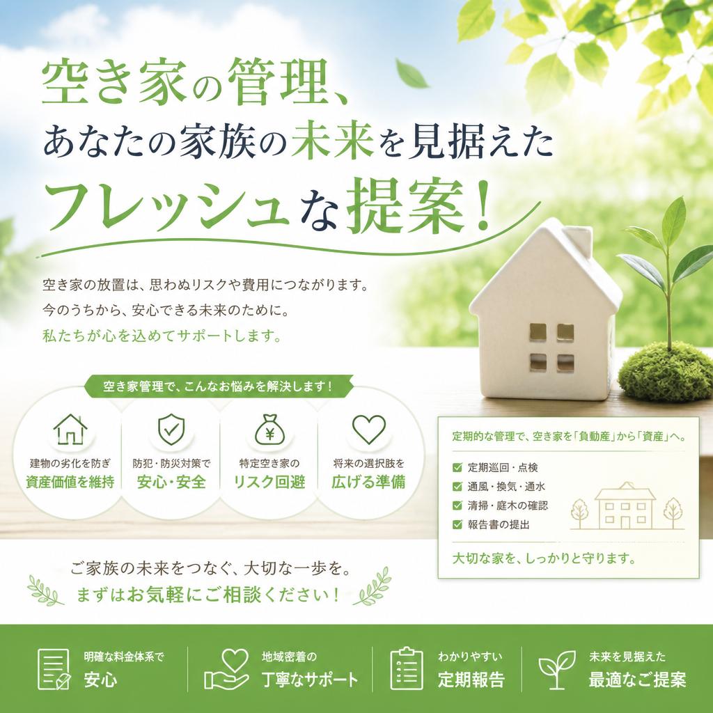 空き家の管理、あなたの家族の未来を見据えたフレッシュな提案！