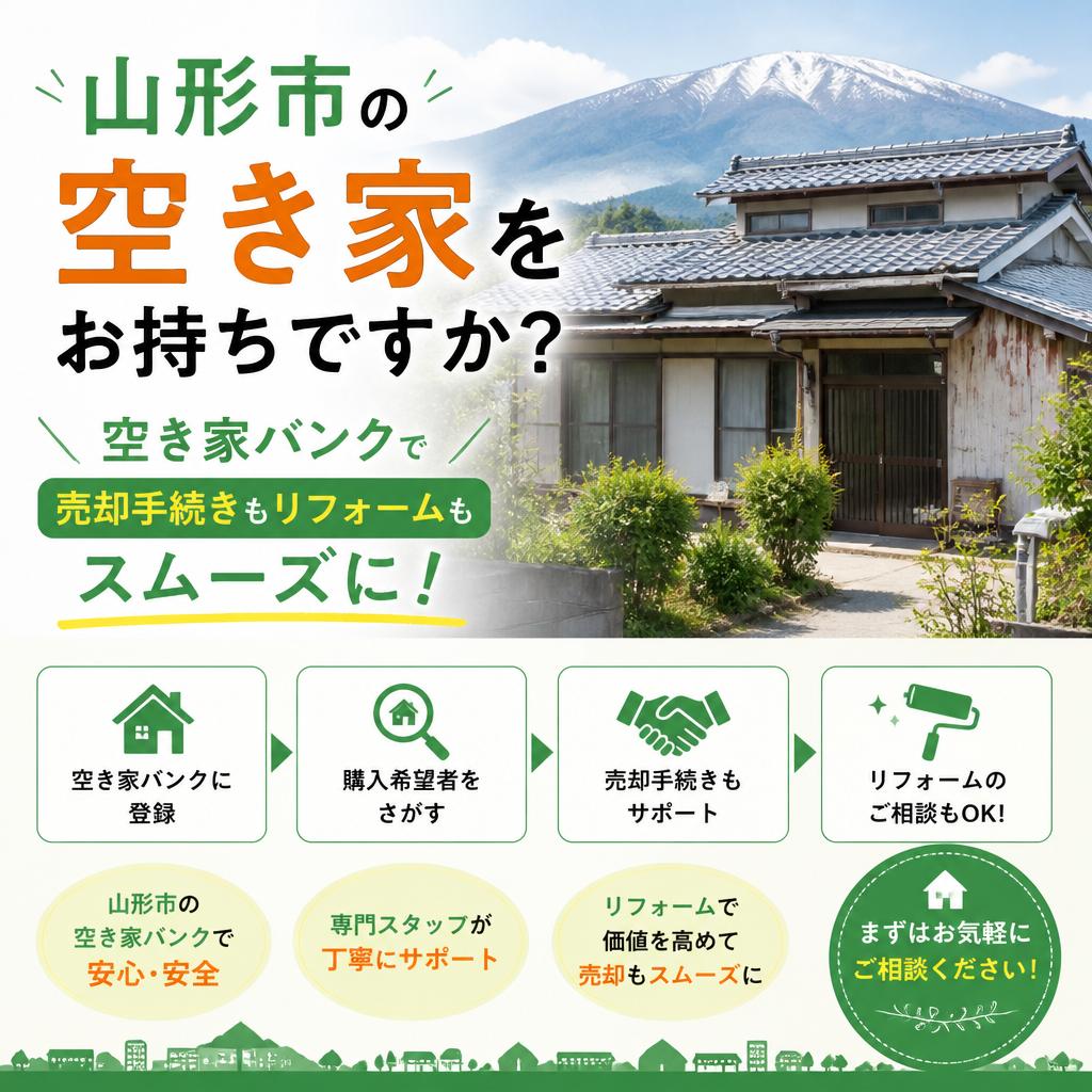 山形市の空き家をお持ちですか？空き家バンクで売却手続きもリフォームもスムーズに！