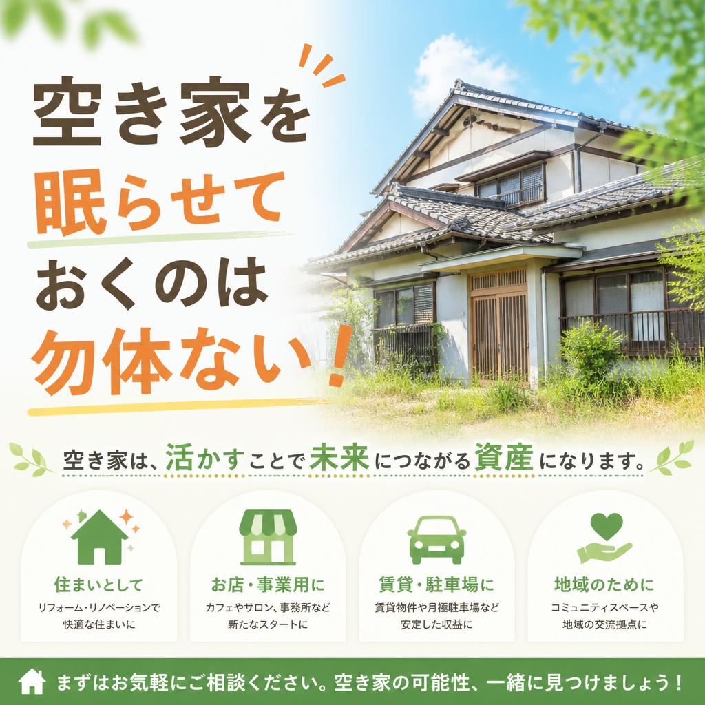 空き家を眠らせておくのは勿体ない！