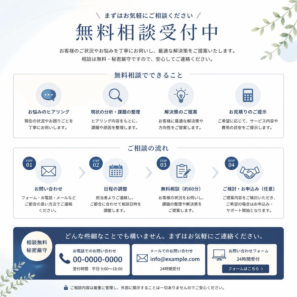 7. 無料相談で安心のスタートを！