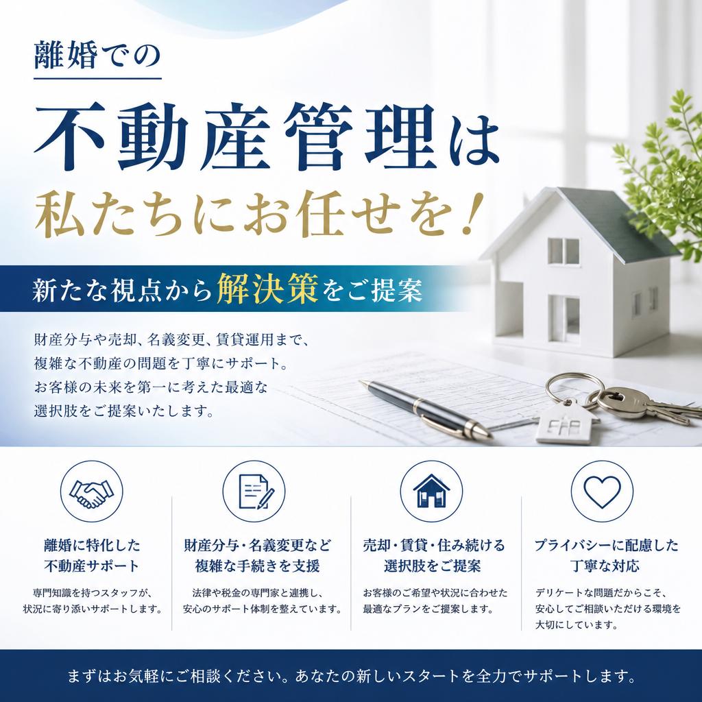 離婚での不動産管理は私たちにお任せを！新たな視点から解決策をご提案