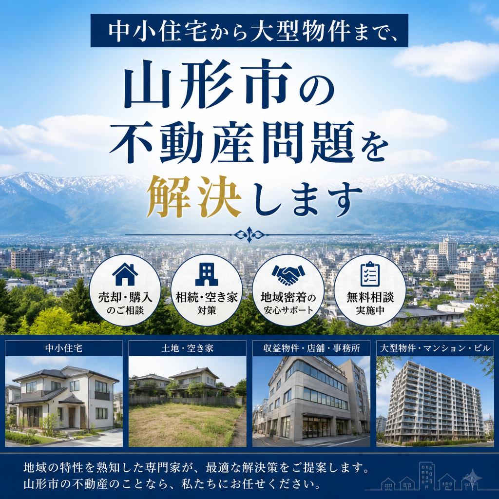 中小住宅から大型物件まで、山形市の不動産問題を解決します