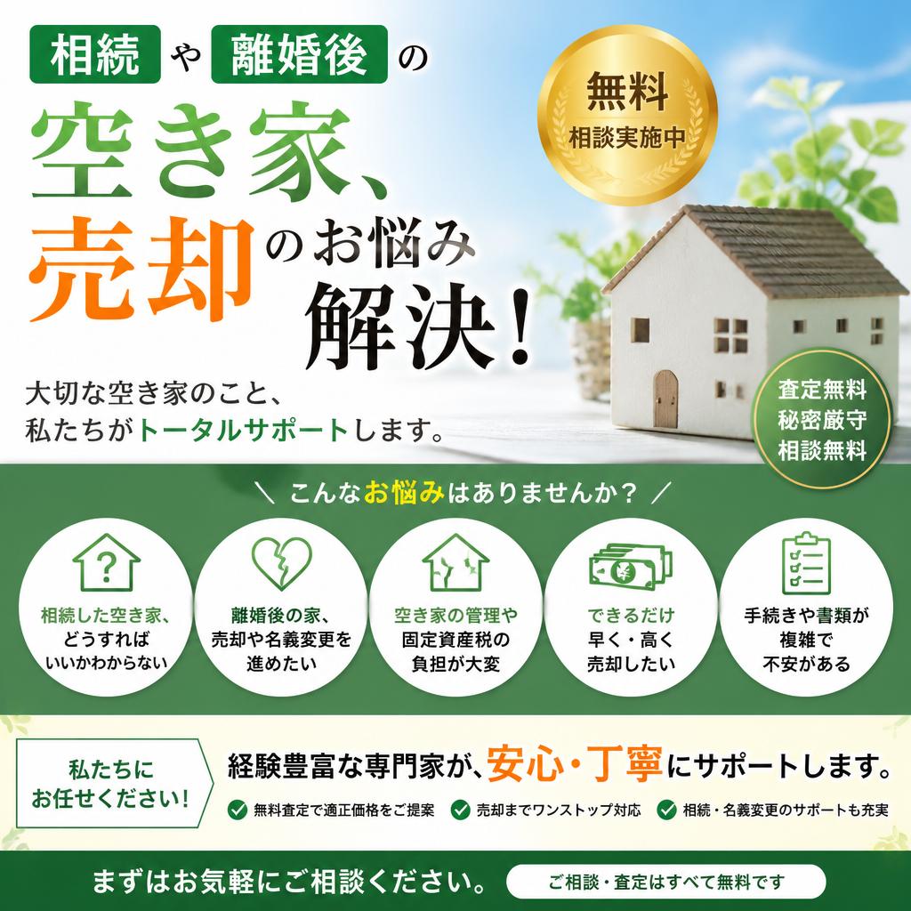 相続や離婚後の空き家、売却のお悩み解決！