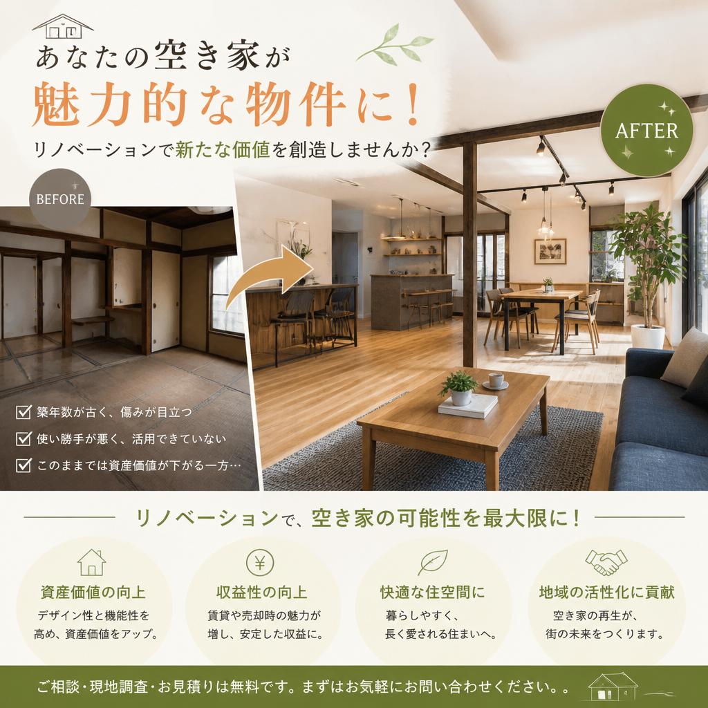 あなたの空き家が魅力的な物件に！リノベーションで新たな価値を創造しませんか？