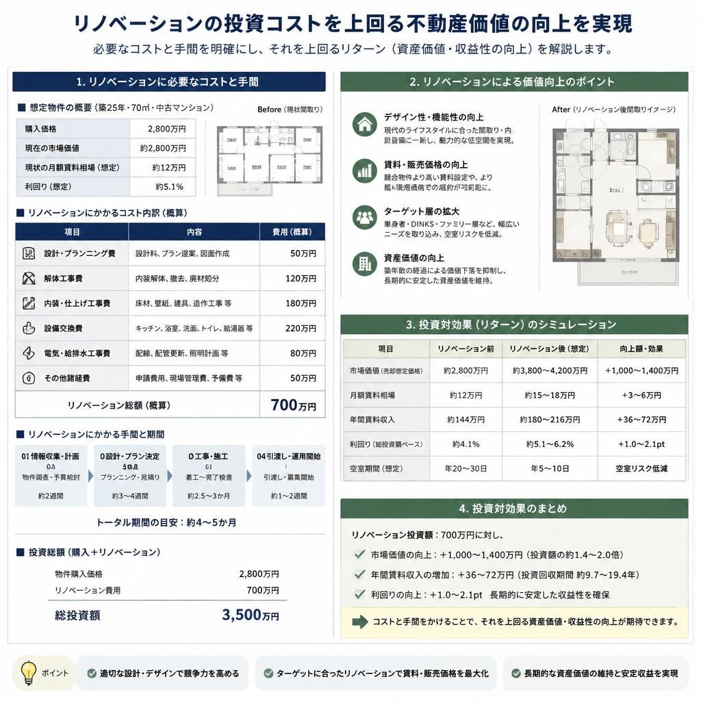 リノベーションにかかる費用と効果