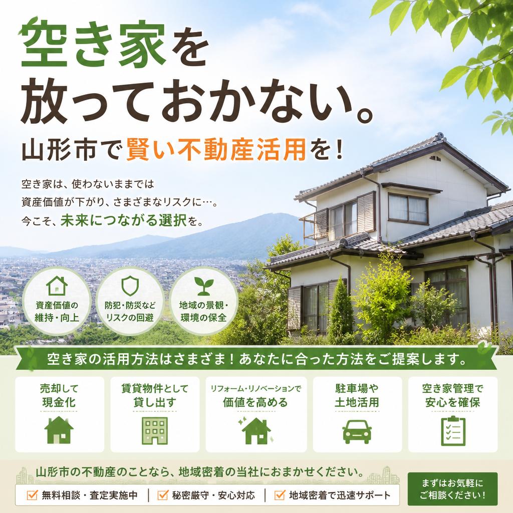 空き家を放っておかない。山形市で賢い不動産活用を！