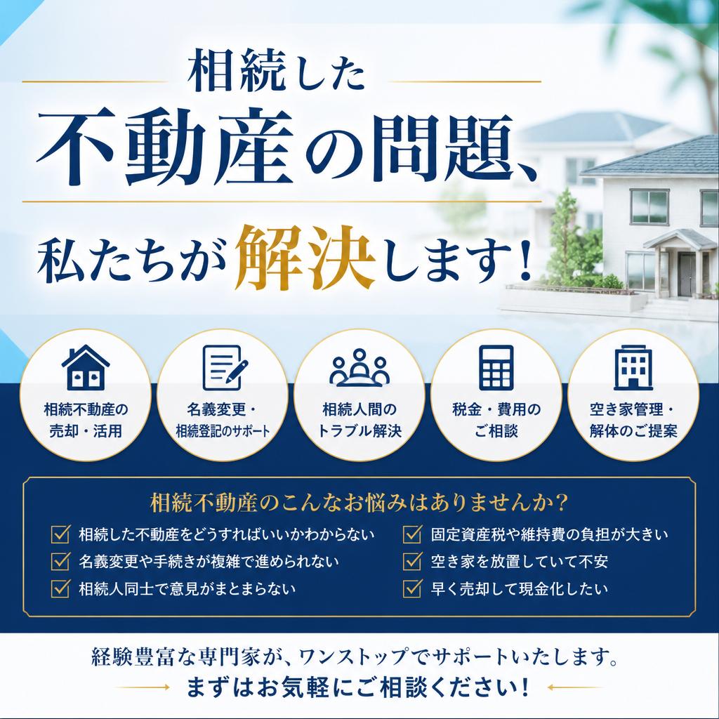 相続した不動産の問題、私たちが解決します！