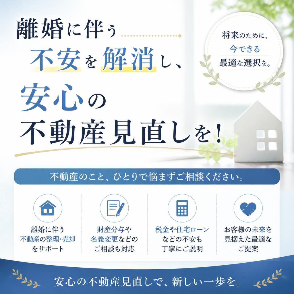 離婚に伴う不安を解消し、安心の不動産見直しを！