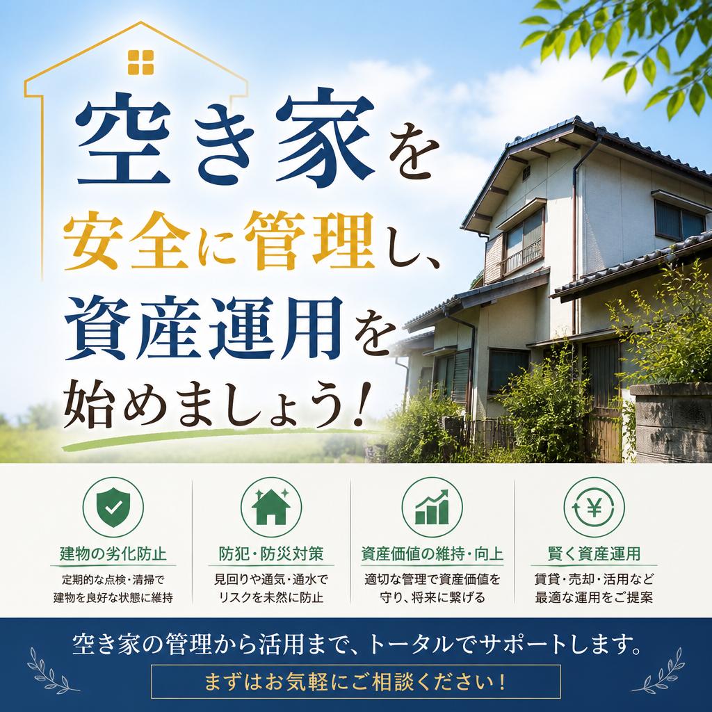 「空き家を安全に管理し、資産運用を始めましょう！」