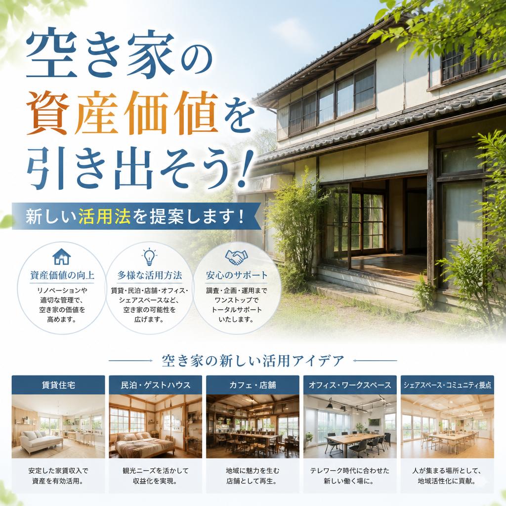 空き家の資産価値を引き出そう！新しい活用法を提案します！