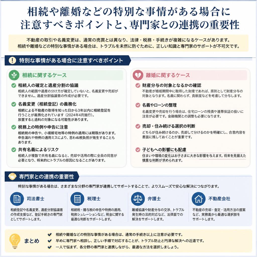 相続や離婚に伴う不動産売却の注意点