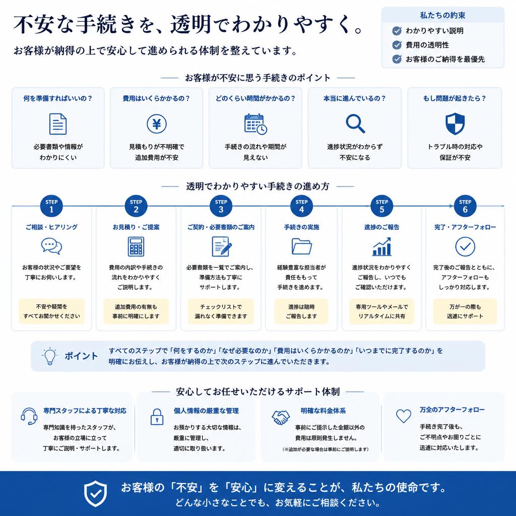 手続きの透明性で安心感を提供